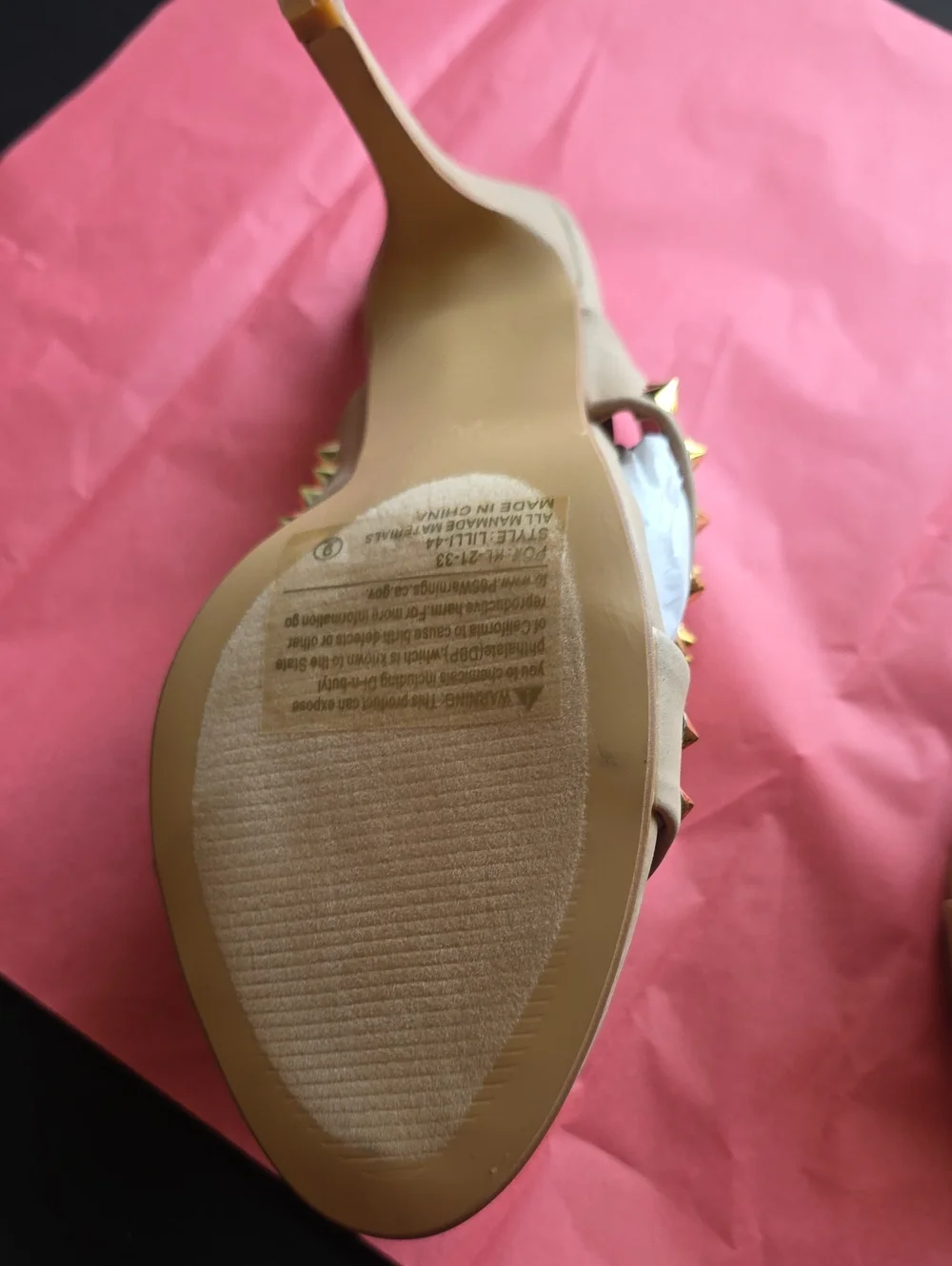 Forever Link Lilli-44 Studded Strappy Heels Tan US 9 NWT
